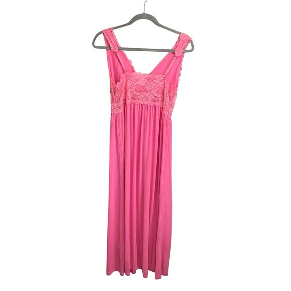 Alcea Rosea Womans Pink Lace Detail V Neck Maxi Slip Dress Nightgown M Coquette - Picture 4 of 8